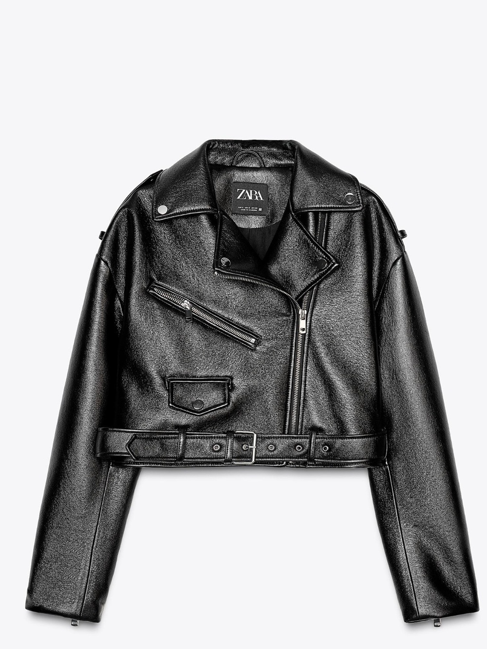 ZARA Black Faux Leather Biker Jacket